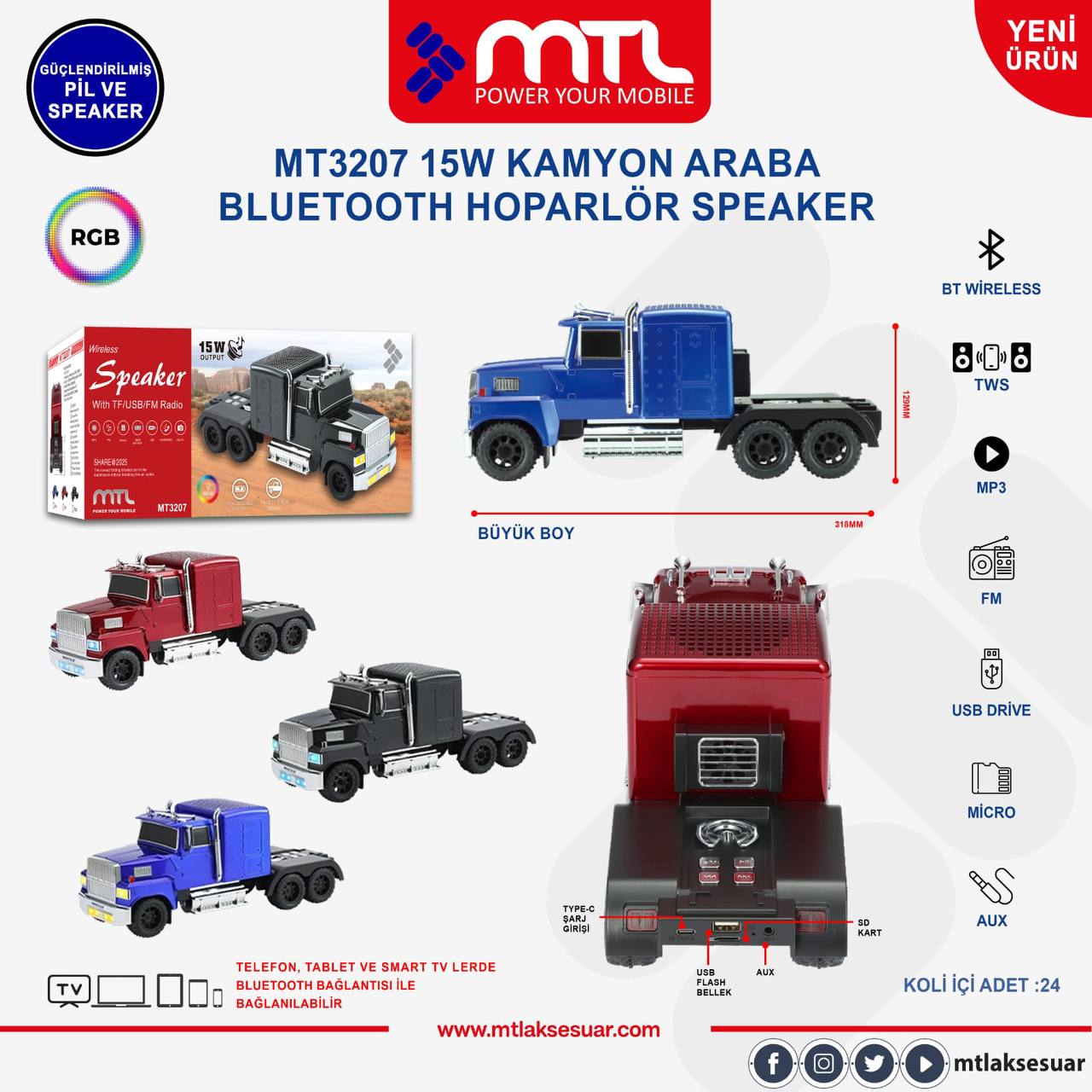 MTL Kamyon-Tır Bluetooth Hoparlör Speaker